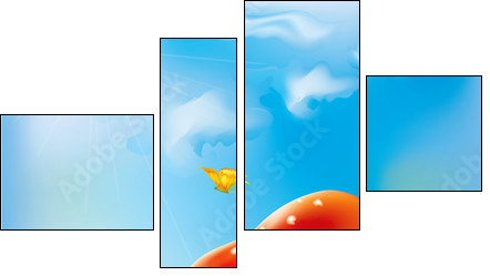 fairy happy baby fox - Vierteiliges Leinwandbild, Viertychon