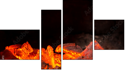 Hot coals in the Fire - Vierteiliges Leinwandbild, Viertychon
