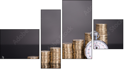 Time is money concept - Vierteiliges Leinwandbild, Viertychon