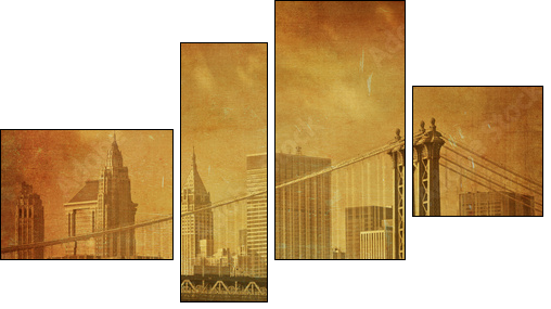 vintage grunge image of new york city - Vierteiliges Leinwandbild, Viertychon