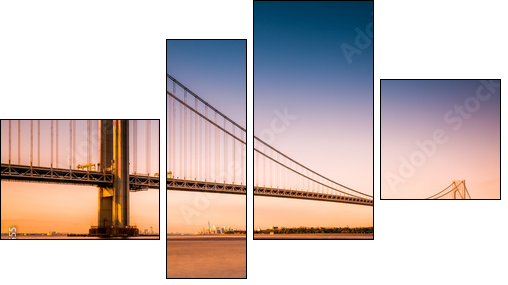 Verrazano-Narrows Bridge at sunset as viewed from Long Island - Vierteiliges Leinwandbild, Viertychon