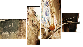 Old bike - Vierteiliges Leinwandbild, Viertychon