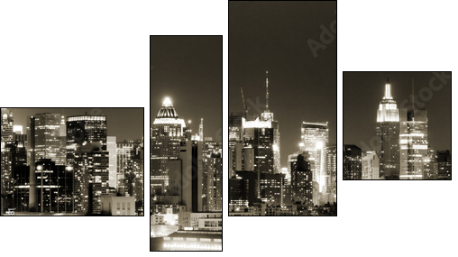 Manhattan West side at night - Vierteiliges Leinwandbild, Viertychon