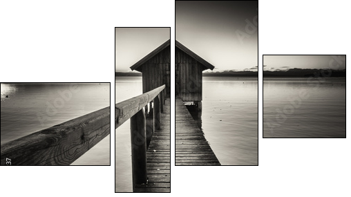 old wooden boathouse - Vierteiliges Leinwandbild, Viertychon