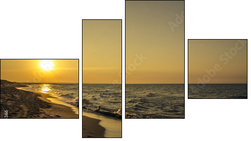 Tramonto sulla spiaggia - Vierteiliges Leinwandbild, Viertychon