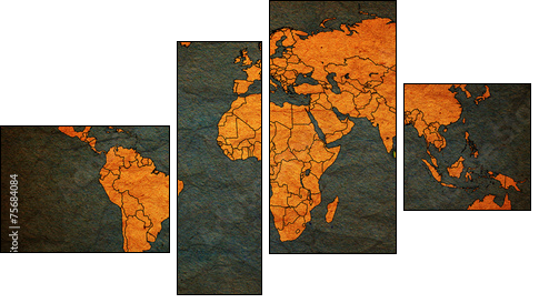 sri lanka territory on world map - Vierteiliges Leinwandbild, Viertychon