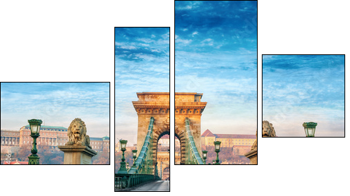 Chain bridge Budapest Hungary - Vierteiliges Leinwandbild, Viertychon