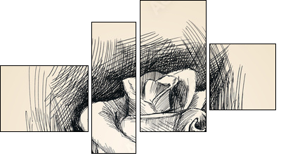 flower sketch - Vierteiliges Leinwandbild, Viertychon