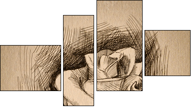 flower sketch - Vierteiliges Leinwandbild, Viertychon