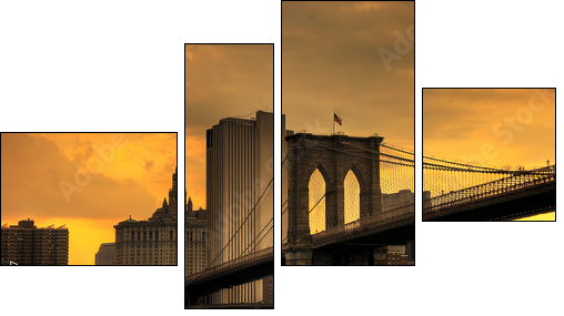 brooklyn bridge sunset - Vierteiliges Leinwandbild, Viertychon
