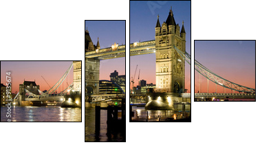 Tower Bridge Panorama - Vierteiliges Leinwandbild, Viertychon