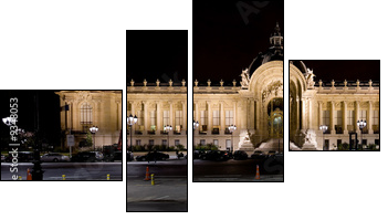 Petit Palais (Small Palace) in Paris at night - Vierteiliges Leinwandbild, Viertychon