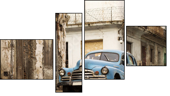 Old car on the street of Havana, Cuba - Vierteiliges Leinwandbild, Viertychon