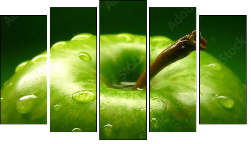 green apple - Fünfteiliges Leinwandbild, Pentaptychon