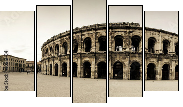 Les arÃ¨nes de NÃ®mes - Fünfteiliges Leinwandbild, Pentaptychon