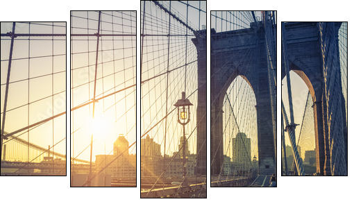 Brooklyn Bridge New York - Fünfteiliges Leinwandbild, Pentaptychon