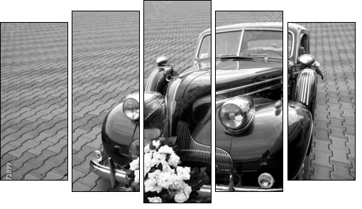 Wedding limousine - Fünfteiliges Leinwandbild, Pentaptychon