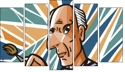 painting cartoon - Fünfteiliges Leinwandbild, Pentaptychon