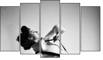 black and white dancer - Fünfteiliges Leinwandbild, Pentaptychon