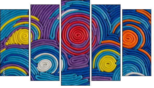 plasticine pictures - Fünfteiliges Leinwandbild, Pentaptychon