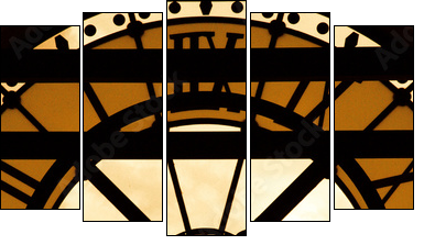le sacrÃ© coeur et l'horloge - Fünfteiliges Leinwandbild, Pentaptychon