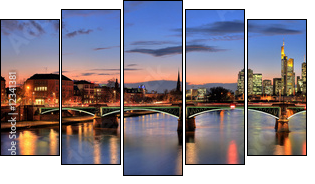 Panorama von Frankfurt am Main - Fünfteiliges Leinwandbild, Pentaptychon