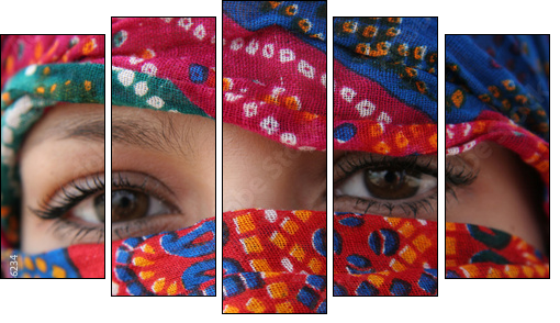 arabische augen 3 - Fünfteiliges Leinwandbild, Pentaptychon