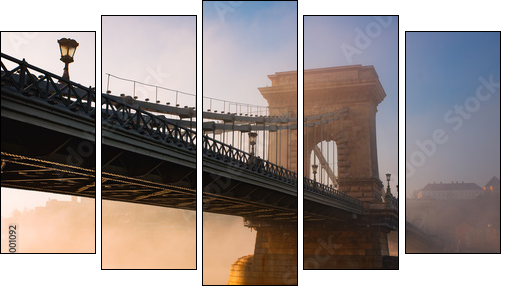 Budapest chain bridge - Fünfteiliges Leinwandbild, Pentaptychon