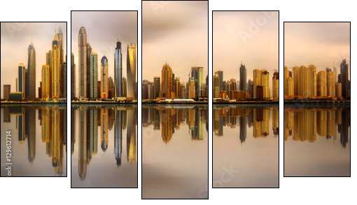 Dubai Marina bay, UAE - Fünfteiliges Leinwandbild, Pentaptychon