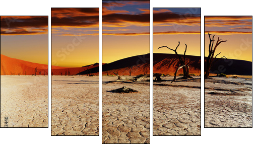 Namib Desert, Sossusvlei, Namibia - Fünfteiliges Leinwandbild, Pentaptychon