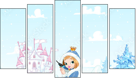 Winter Princess - Fünfteiliges Leinwandbild, Pentaptychon