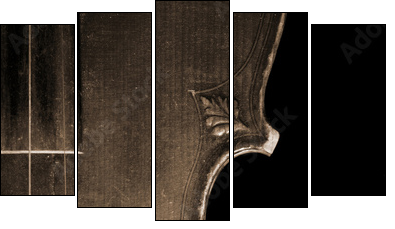 Part of vintage violin - Fünfteiliges Leinwandbild, Pentaptychon