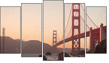 Golden Gate Bridge of San Francisco - Fünfteiliges Leinwandbild, Pentaptychon