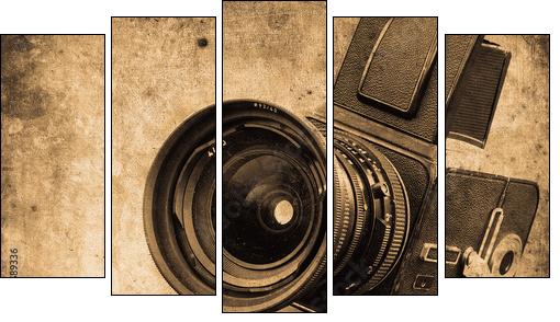 photo camera - Fünfteiliges Leinwandbild, Pentaptychon