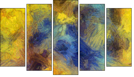 Varicoloured texture from oil paints - Fünfteiliges Leinwandbild, Pentaptychon