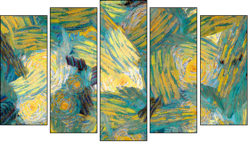 Varicoloured texture from oil paints - Fünfteiliges Leinwandbild, Pentaptychon