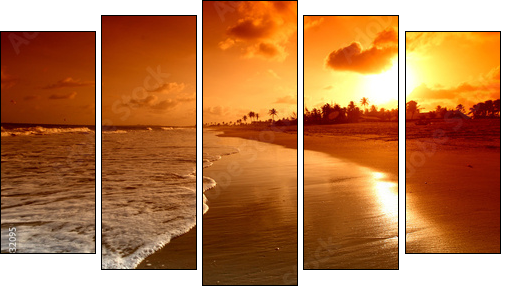 ocean sunrise - Fünfteiliges Leinwandbild, Pentaptychon