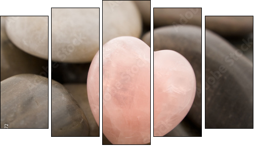 rose quartz heart - Fünfteiliges Leinwandbild, Pentaptychon