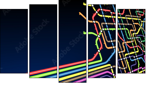 Subway slant - Fünfteiliges Leinwandbild, Pentaptychon