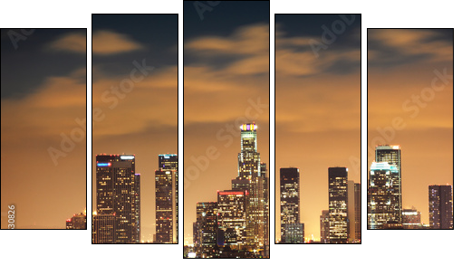 Downtown Los Angeles skyline - Fünfteiliges Leinwandbild, Pentaptychon