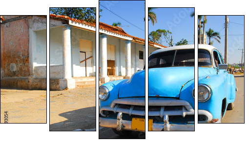 oldtimer car in cuba - Fünfteiliges Leinwandbild, Pentaptychon