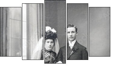 Brautpaar 1912 - bridal couple 1912 - Fünfteiliges Leinwandbild, Pentaptychon