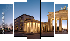 Brandenburger Tor / Brandenburg Gate - Fünfteiliges Leinwandbild, Pentaptychon