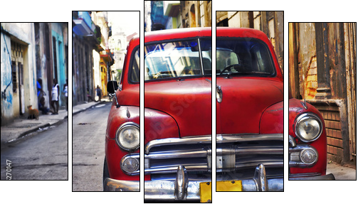 Old havana car - Fünfteiliges Leinwandbild, Pentaptychon