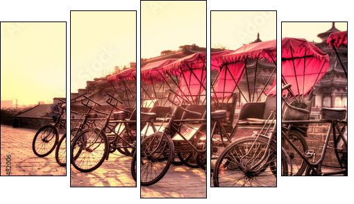 Xi'an / China  - Town wall with bicycles - Fünfteiliges Leinwandbild, Pentaptychon