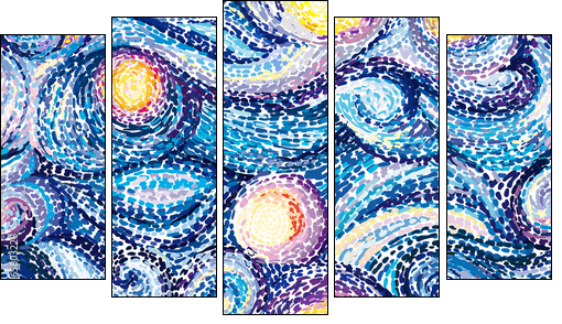 Van Gogh background - Fünfteiliges Leinwandbild, Pentaptychon