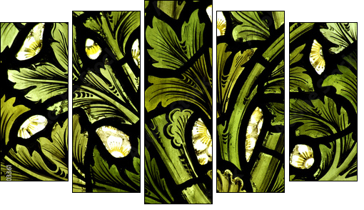 Stained glass pattern - Fünfteiliges Leinwandbild, Pentaptychon