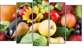 fruits and vegetables - Fünfteiliges Leinwandbild, Pentaptychon