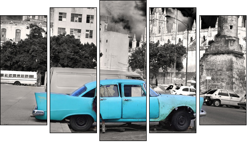 Old Havana car - Fünfteiliges Leinwandbild, Pentaptychon