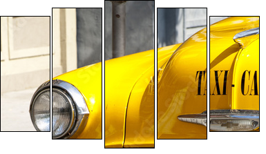 Vintage Yellow Cab - Fünfteiliges Leinwandbild, Pentaptychon